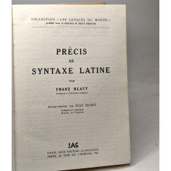 Précis de synthaxe latine / coll. les langues du monde VOLUME VIII
