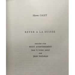 Calet: Rêver à la Suisse - Grandes largeurs - Printemps 82 - n°4