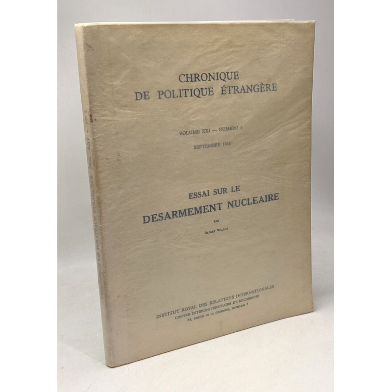 Chronique de politique étrangère - VOLUME XXI numéro 5 septembre 1968