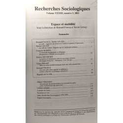 Recherches sociologiques - Espace et Mobilité - VOLUME XXXIII...
