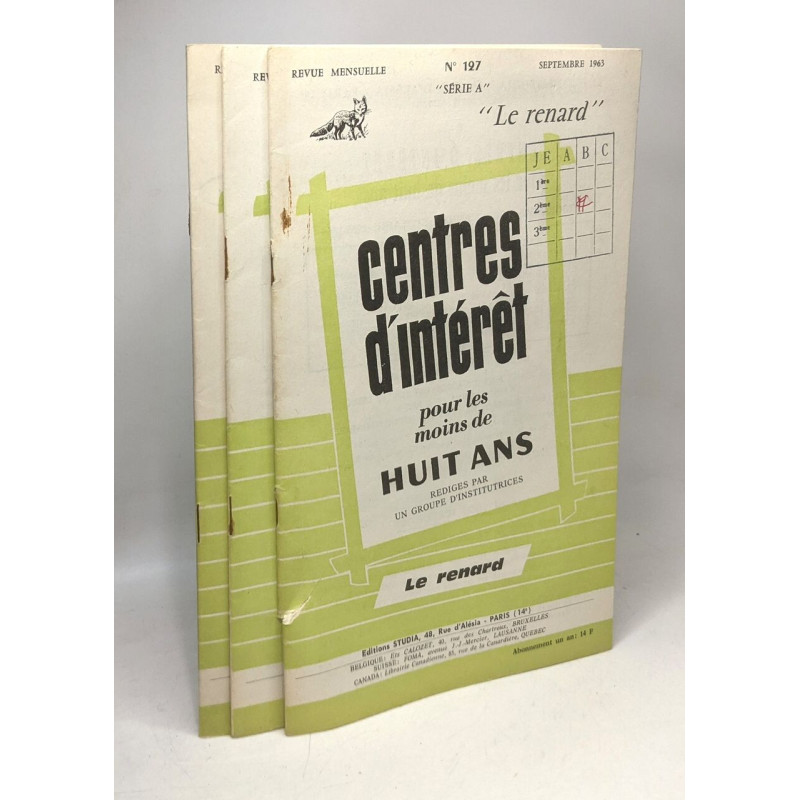 Centres d'intérêts pour les moins de huit ans - Revue mensuelle -...