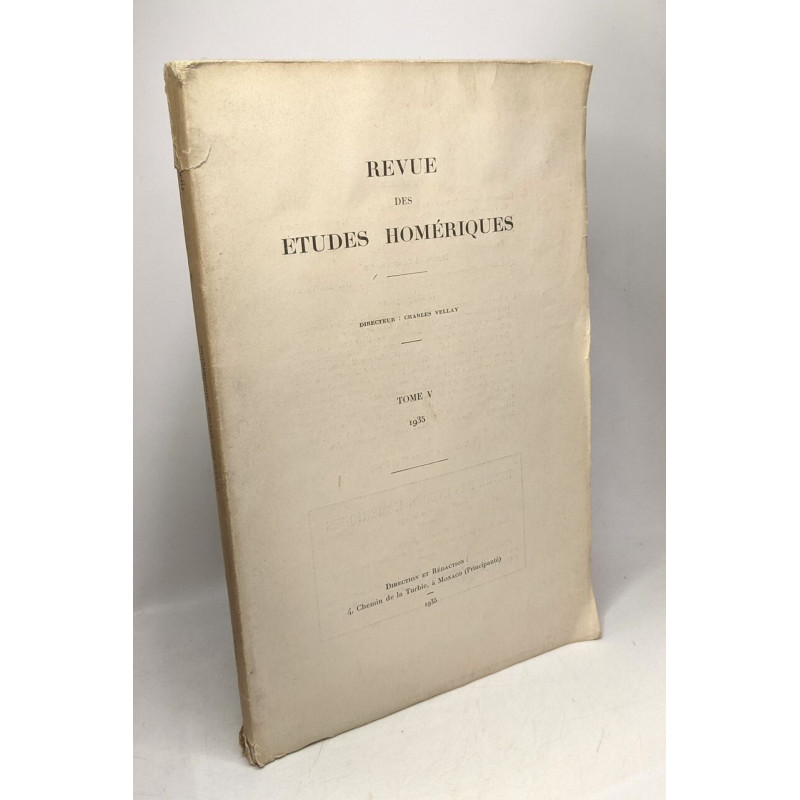 Revue des études homériques - TOME V - 1935