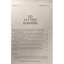 Les lettres romanes - TOME LV - N°12 2001 Février-Mai