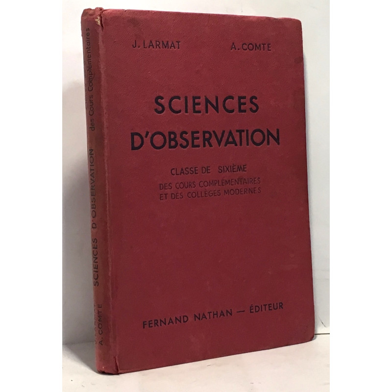 Sciences d'observation - classe de sixième des cours...