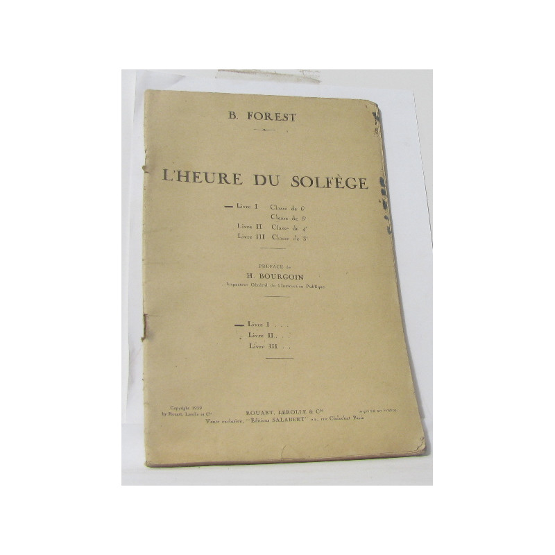 L'heure du solfège Livre I classe de 6e