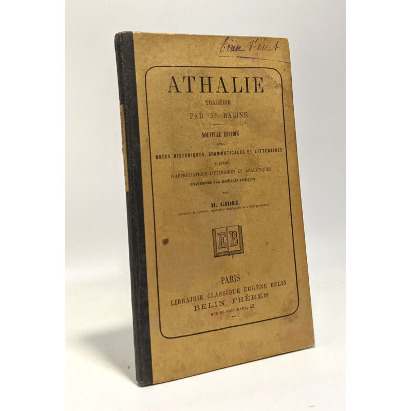 Athalie - tragédie de J Racine - nouvelle édition avec des notes...