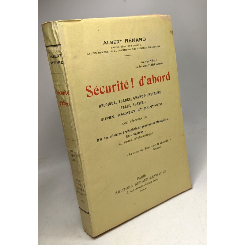 Sécurité ! d'abord - Belgique France Grande-Bretagne Italie...