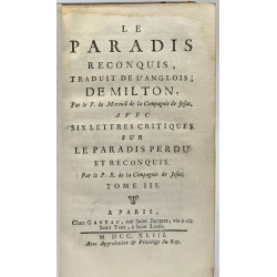 Le Paradis reconquis traduit de l'Anglois de Milton par le P. De...