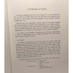 Catalogue des imprimés musicaux des XVe XVIe et XVIIe siècles -...