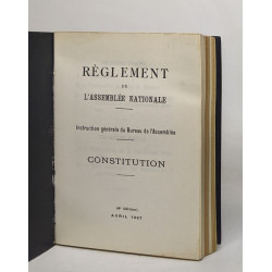 Réglement de l'assemblée nationale / instruction générale du...