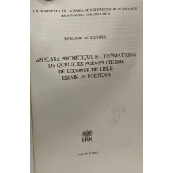 Analyse phonétique et thématique de quelques poèmes choisis de...