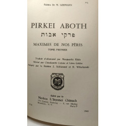 Pirkei Aboth - maximes de nos pères - TOME PREMIER