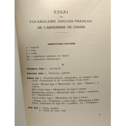Essai de vocabulaire anglais-français de l'armurerie de chasse