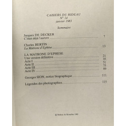 La Matrone d'Ephèse - Cahiers du rideau n°14 janvier 1983