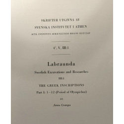 Labraunda - swedish excavations and researches VOL. III. Part 1...