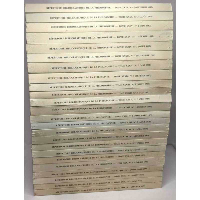 Répertoire bibliographique de la philosophie - 24 volumes - années...