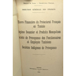 Oeuvre financière du protectorat français en Tunisie - régime...