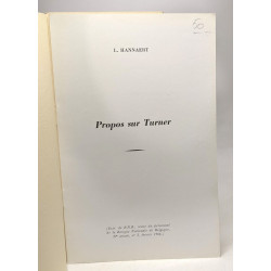 Propos sur Turner (extrait de B.N.B. revue du personnel de la...