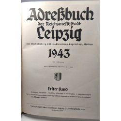 Adressbuch der reichsmessestadt Leipzig 1943 Erster Band + Zweiter...