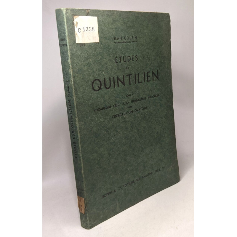 Études sur Quintilien - TOME II - vocabulaire grec de la...