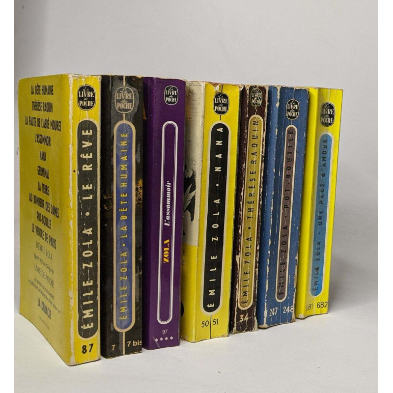 Lot de 7 ouvrages d'Emile Zola, L'assommoir / Nana / Therese...