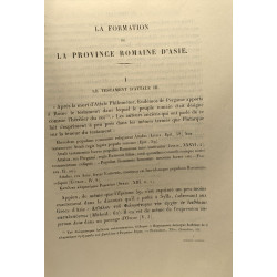 La formation de la province romaine d'Asie - exrait des mémoires...