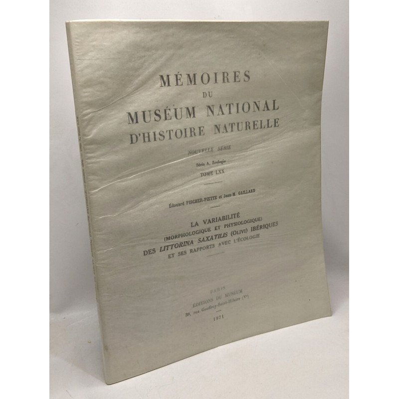 La variabilité (morphologique et physiologique) des littorina...