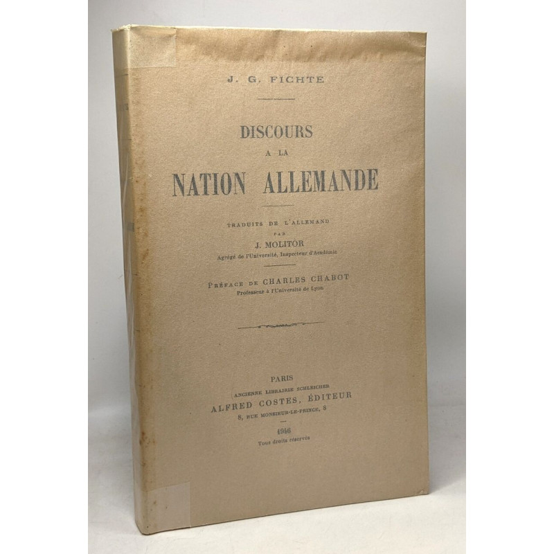 Discours à la nation allemande - préface de Charles Chabot