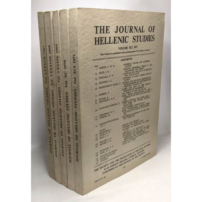 The journal of Hellenic Studies - 5 volumes - Vol. LXXXVII 1967...