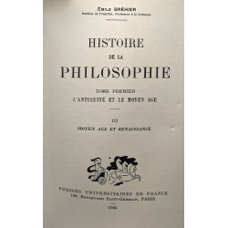 Histoire de la philosophie - TOME 1 2 et 3 l'antiquité et le moyen...