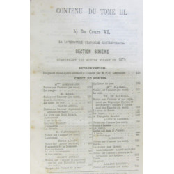 Tome III - cours V et VI - la littérature française depuis la...