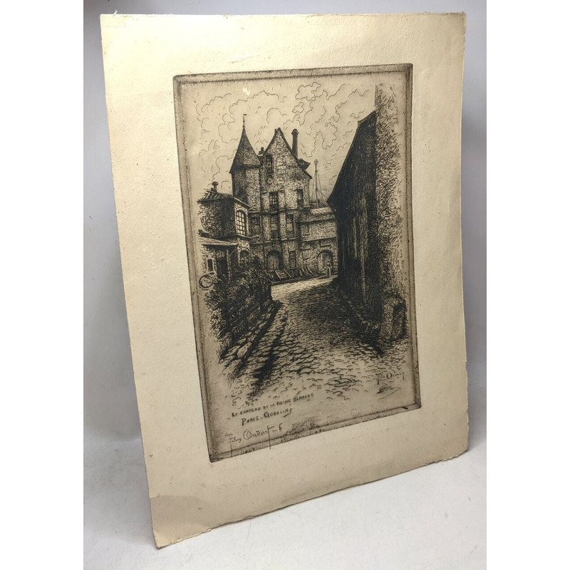 Le Chateau de la Reine Blanche / Paris - Gobelin (gravure 24.5X16.5cm)
