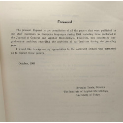 Reports from the institute of applied microbiology university of...
