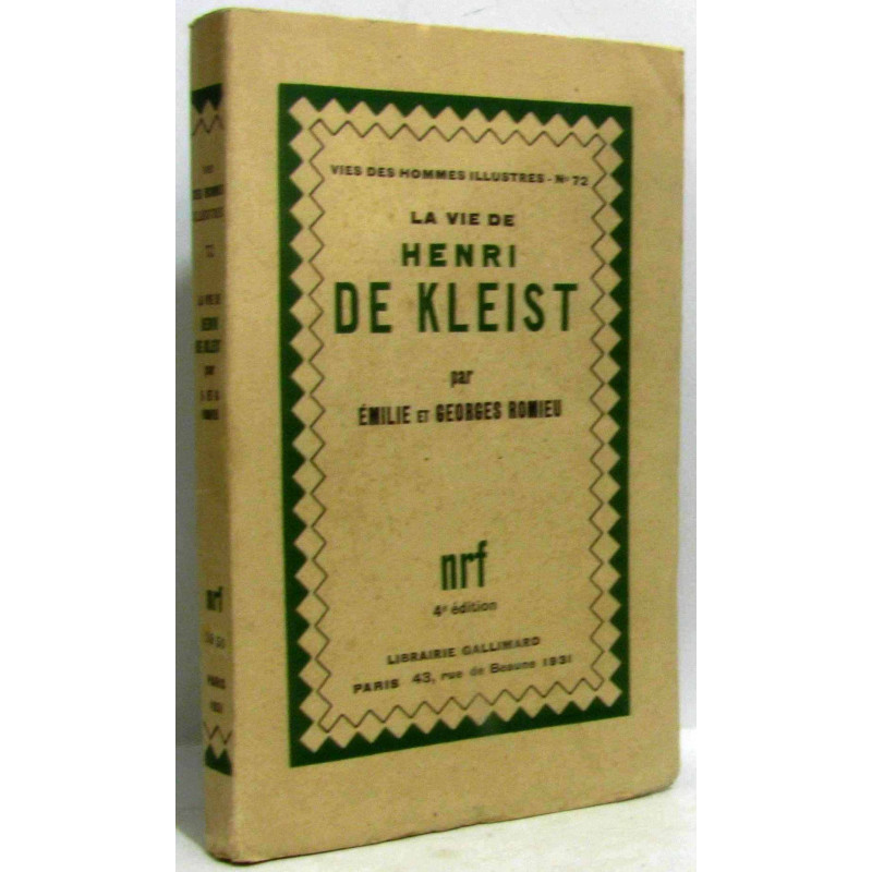La vie de Henri de Kleist - non coupé