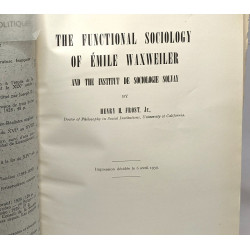 The functional sociology of Emile Waxweiler and the institut de...