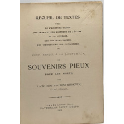 Recueil de textes tirés de l'écriture sainte des pères et des...