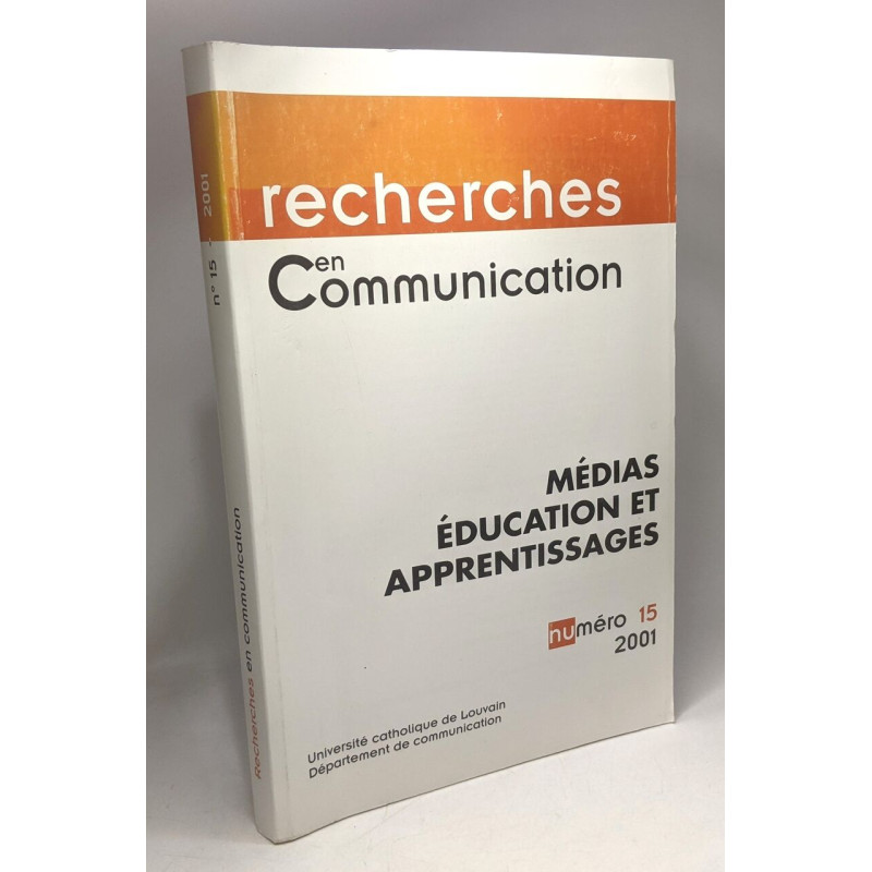 Médias éducation et appprentissages --- Recherches en...