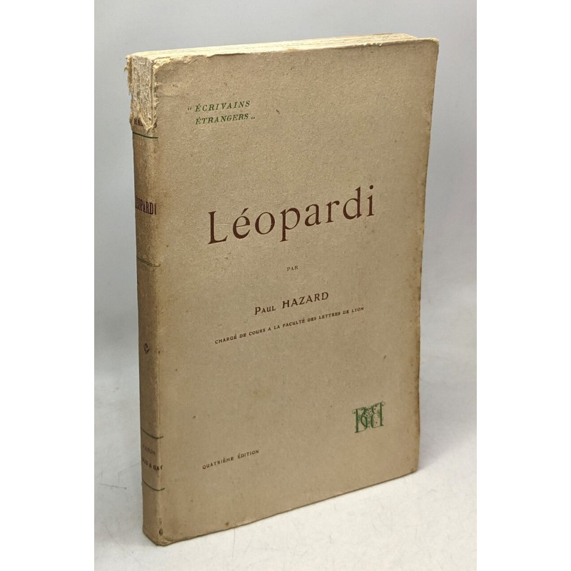 Giacomo Leopardi --- les grands écrivains étrangers