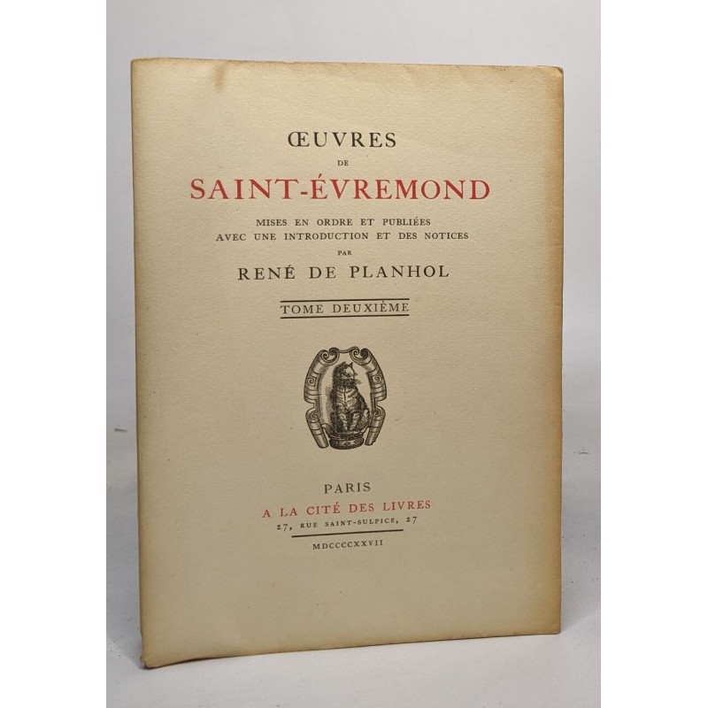 Oeuvres de saint-évremond - tome deuxième