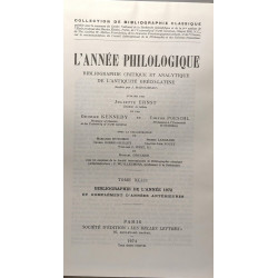 L'année philologique - bibliographie critique et analytique de...
