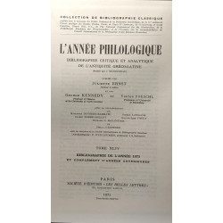 L'année philologique - bibliographie critique et analytique de...