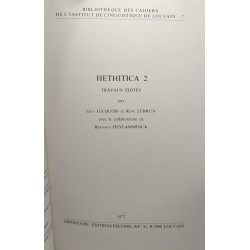 Hethitica 2 - travaux édités - biblitohèque des cahiers de...