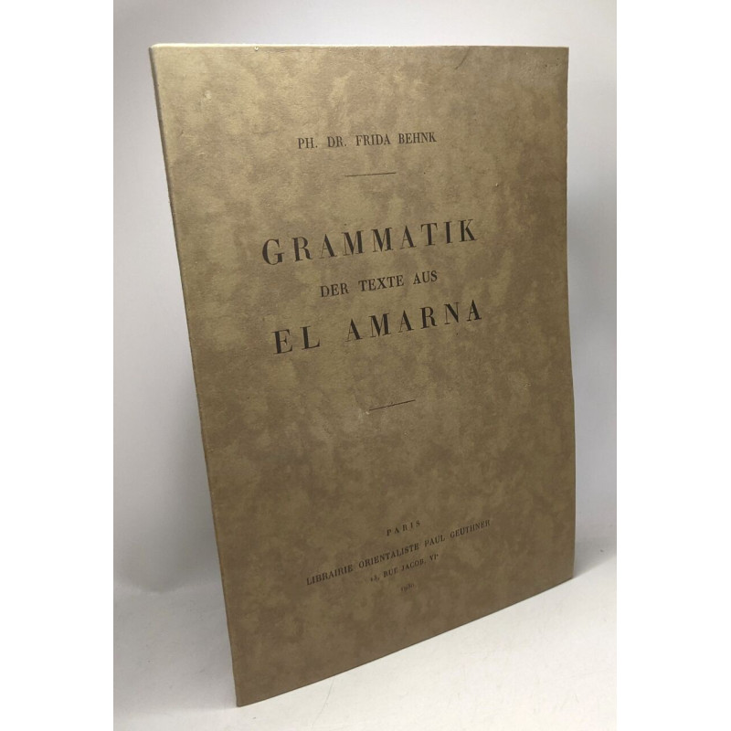 Grammatik der texte aus el amarna