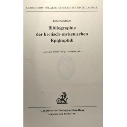 Bibliographie der kretish-mykenischen epigraphik - kommission für...
