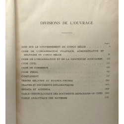 Codes et lois du Congo Belge. Textes annotés d'après les rapports...