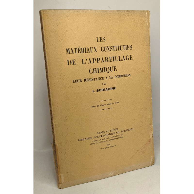 Les matériaux constitutifs de l'appareillage chimique leur...