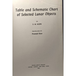 Table and schematic chart of selected lunar objects