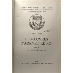Les oeuvres d'Adenet le Roi - TOME II - Buevon de Conmarchis -...