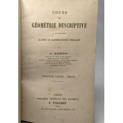Cours de géométrie descriptive - Première parie: TEXTE - à l'usage...