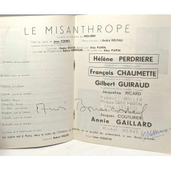Le Misanthrope - avec autographes des acteurs - réprésentation du...